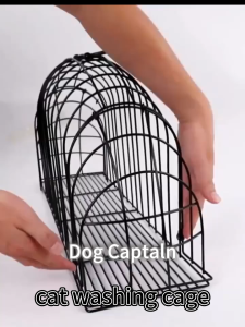 Cat Bath Cage Escape-Proof Metal Bathing Cage for Cats Pet Bath Cage Cat Shower Cage Washing Cage