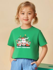 Red Short Sleeve Children's T-Shirt: A Festive Deer Print for Boys & Girls