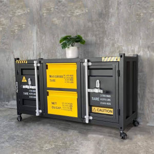 Industrial Style Iron Art Mobile TV Console Garage Storage Cabinet Creative Prep Dining Sideboard Metal Frame Structure