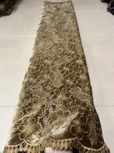 SMVP | Luxury African Velvet Gold Beaded Sequin Lace Fabric 2026 Wine Red Groom Embroidery Fabric French Ladies Evening Dress Sewing