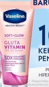 Vaseline Gluta Vitamins Body Serum SPF 20 Serum ++ [ 100 ML ] Vaseline 10 X Kekuatan Glow With