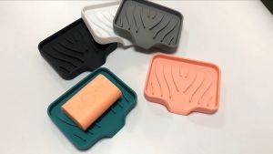 Art Living Silicone Soap Drain Tray Sink Tray Organizer Silicone Soap and Sponge Holder