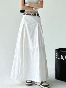 Original Design High Waist White Pleated Long A-Line Skirt for Women Spring Autumn Season Girls Fashionable Elegant Skirt