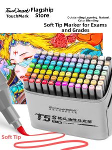 Touch mark | Soft Tip Oil Based Markers For Students Exam and Art 48/60/80 Colors