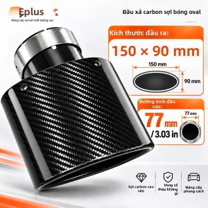 Ống Pô Xe Hơi Bằng Sợi Carbon Bóng Mạ Bóng Hình Oval Đầu Ống Xả Bằng Thép Không Gỉ Màu Bạc/đen Kiểu Vát Trên/dưới Trang Trí