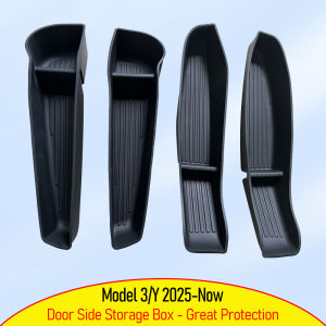 4PCS TPE Side Door Box Trays For Tesla Moldel Y Juniper Model 3 Highland Model Y/3 Door Storage Organizer Front Rear Door Trays