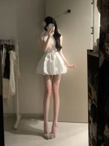 CHANGTONG | Waist-cinching Puffy Skater Dress