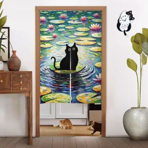 Cute Cartoon Cat Door Curtain Kawaii Noren Half Curtain Privacy Room Divider For Kitchen Bedroom Aesthetic Home Decor