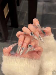 Nhựa Giả Tay Dài Tay Cầm Mèo Thanh Lịch Thủ Công Mới Hoàn Thiện Làm Trắng Tay Cầm Kim Cương Cao Cấp