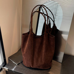 Suede Sewing Thread Retro Womens Shoulder Bags Casual Versatile Solid Colors High Capacity Handbag Tote