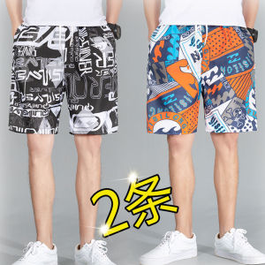 Mens Beach Shorts Quick Dry Loose Fit Five Inch Casual Summer Fashion Polyester Fiber mid Waist Straight Leg Pants