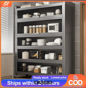 Kitchen Rack Cabinet with Door Rak Dapur Multifunctional Storage Rack Rak Microwave Oven Rack Pot Rack Storage Shelf