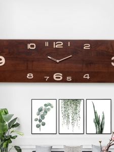 New Chinese Style Rectangle Wooden Wall Clock Silent Living Room Study Home Decor Simple Personality Horizontal Hanging Clock