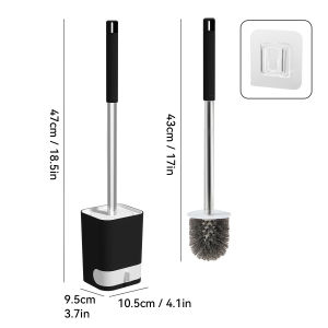 WORTHBUY | WORTHBUY Punch-Free Wall Mounted Toilet Brush With Drainable Base Long Handle Plastic Toilet Cleaning Brush Bathroom Accessories