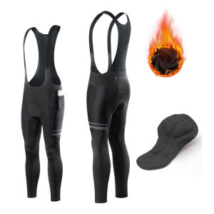 WOSAWE Mens Cycling Bib Long Pants Winter Autumn Bicycle Pants Bib Road Bike Pants Cycling Bib Tights Thermal Fleece Padded