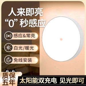 Smart Motion Sensor Night Light Solar Powered LED Lamp for Hallways Bedrooms Automatic on When Someone Comes through