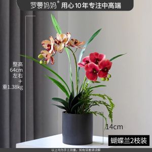 Modern Nordic Luxury Faux Butterfly Orchid กระถางต้นไม้ประดิษฐ์ดอกไม้ชุดตกแต่งสําหรับ Home Entrance โต๊ะรับประทานอาหาร