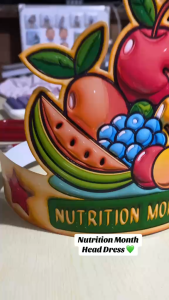 Laminated Nutrition Month 2025 Fruit-Themed Headdress – Colorful School Event Costume Accessory