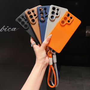 Luxury Simple Lanyard Phone Case For Samsung Galaxy S26 S25 S24 S23 Ultra Plus A16 A17 A34 A35 A55 A56 Anti-drop Protect Cover