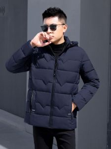 Winter Thickened Large Size Mens down Cotton Jacket Short Style Workwear Coat Trendy Business Casual Standard Fit Cotton Silk