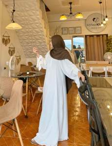 Mara dress crinkle cloth long tie wrist popshoulder