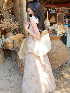 MUBEELE | Elegant Sweet Vacation Style Dress New Sleeveless Chiffon Top Print Top Knee-Length Half Skirt Set Womens Fashion Summer 2025