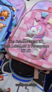 Tas 35cm 3D Tas Sekolah Anak TK SD Karakter Kuromi Dino Unicorn Astronot Frozen Kitty - Tas Ransel