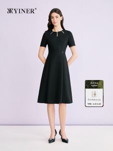 Lace Trim Round Neck Acetate Blend Dress