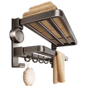 Bathroom Towel Rack Suction Cup Shower Room Integrated Toilet Storage Aluminum Alloy No Drilling Required Organizer