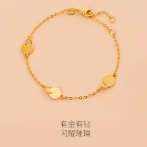 Chow Sang Sang 周生生 999 Pure Gold  Diamond Bracelet for Women 18cm 93904B