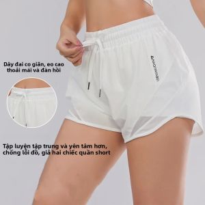 Quần Short Tập Yoga Nữ Cạp Cao Nhanh Khô Thoáng Khí Chống Trượt Dáng Rộng Co Giãn Cao Và Có Túi Tiện Dụng