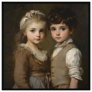 Tranh chân dung cổ điển bé trai bé gái. Tranh treo tường dán tường sơn dầu canvas CGI-1702