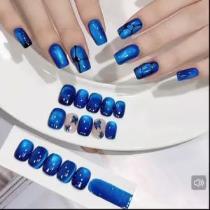 Sơn Gel Móng Tay Màu Xanh Mèo 10ml Màu Xanh Dương Sâu Hạt Pha Lê Dùng Làm Nail Pháp - Bộ 1-10 Hộp Dùng Trang Trí Nail
