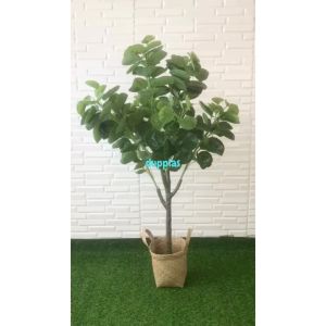 Pohon Artificial Tanaman Hias Daun Mangkokan X4 T140 Semi Latex Cover Por Anyaman Puruh Handle Dekorasi Ruang Kantor