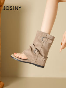 Josiny | Vintage Belt Buckle Heel Lift Boots