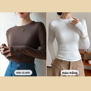 MiiOW | Áo thun nữ cổ tròn dài tay ôm vừa vặn đầu thu MiiOW Pure Color Daily Wear Áo thun nữ dài tay thường ngày