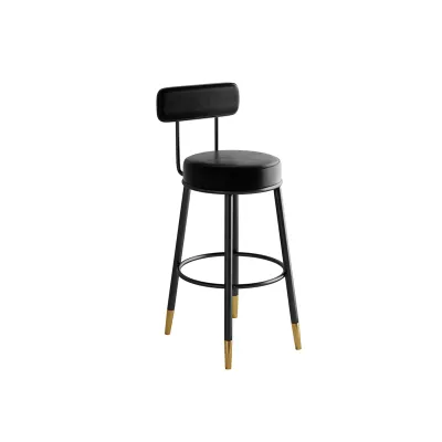 Modern Minimalist Home Bar Stool with Backrest Island Counter High Chair Nordic Style Leather Finish Residential Furniture