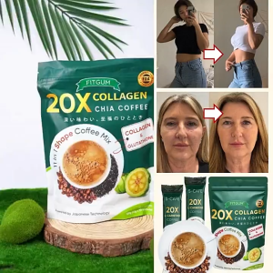 (Buy 1 Take 1）Fitgum Collagen Chia Coffee Drink 20X Glutathione Anti-Aging Slimming Body Coffee Weghit Loss FDA Approved