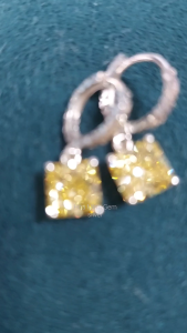 Bông tai nữ đá Thạch Anh Nam Phi màu vàng size viên chủ 7.2 li kiểu vuông lấp lánh sang trọng os25402F Hoa Minh Gem