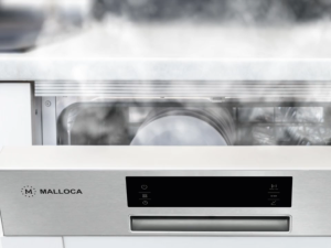 Máy rửa chén bán âm tủ Malloca MDW14S08SI sức chứa 14 bộ tự động mở cửa cuối chu kỳ