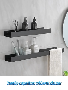 MEIDOO Minimalist bathroom aluminum shelf without punching holes