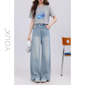 YOUXIANG | Quần Jeans Nữ Dáng Suông Cao Waist Mùa Hè