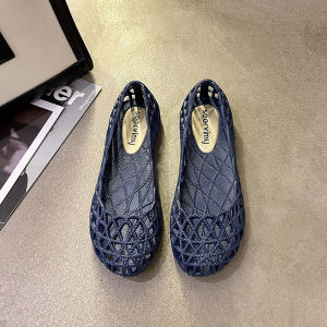 รองเท้าบูทกันฝนแบบเปิดหน้าสั้นระบายอากาศได้ดีสำหรับผู้หญิง รองเท้าแตะชายหาดแบบลำลอง พื้นนุ่ม วัสดุ PVC ฤดูร้อน 2024