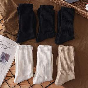 Mens Mid-Calf Fleece Lined Thickened Sports Socks Towel Bottom Pure Color Trendy Autumn Winter Couple Long Socks