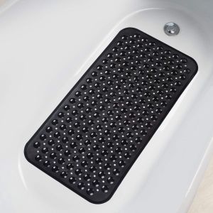 1pc PVC Non-Slip Bath Mat with Suction Cups & Drain Holes 15*27.6in/38*70cm- Fast Draining Shower Mat Bathtub Mat Bathroom Mat