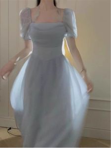 ชุดราตรีไหล่เดียวสีน้ำเงิน ชุดแต่งงานแบบหรูหรา ชุดวันเกิด เสื้อผ้าทำงาน ชุดลำลอง กระโปรงทรงเอ แขนสั้น ปกติ