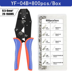Spade Connectors Crimping Tools YF-04B Nou-Insulated Open Barrel Terminals  Ratcheting Pliers AWG 20-10 (0.5-6mm²)