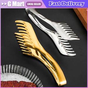 ⭐️【Local Warehouse】Kitchen Food Tongs Stainless Steel Color Comb Type Meal Clip Non Stick Cookware Salad Beef Buffet Clamp Home Accessories
