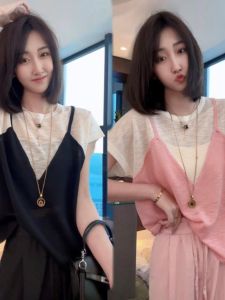 Design Patchwork Loose Short Sleeve T-Shirts Women Slimming