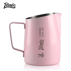 BINCOO Coffee Latte Cup with Pointed Spout Milk Frother Cup Stainless Steel Specialized Coffee Pot 420ML